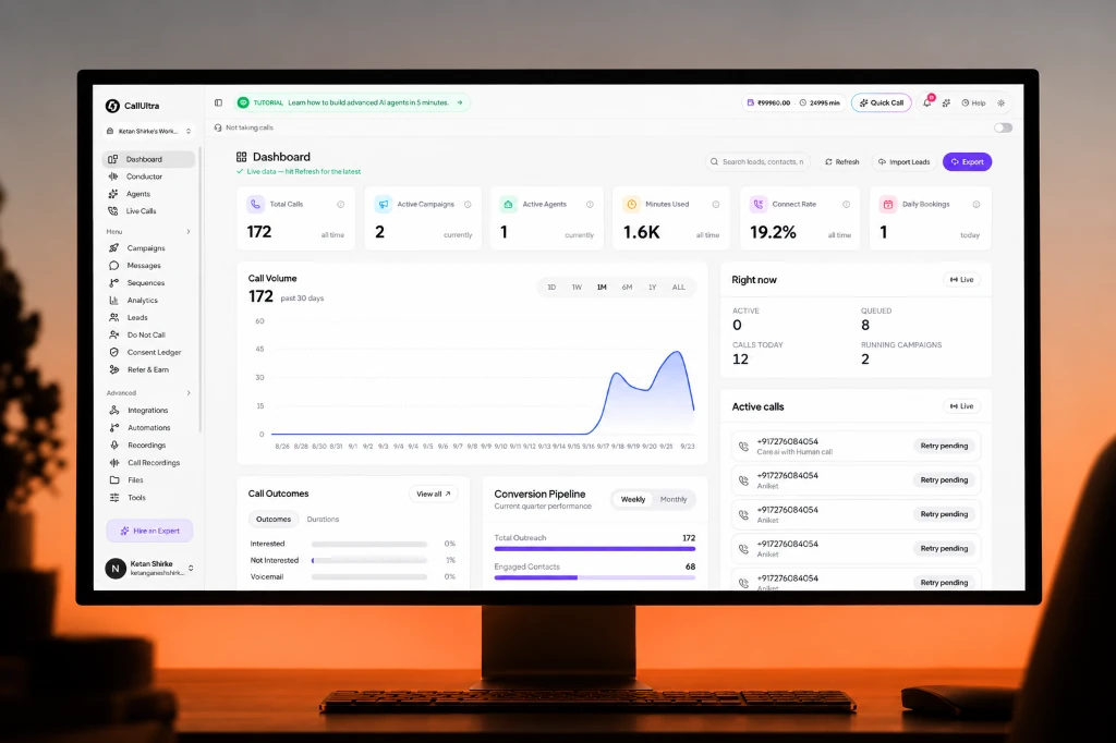 CallUltra AI Voice Platform Dashboard